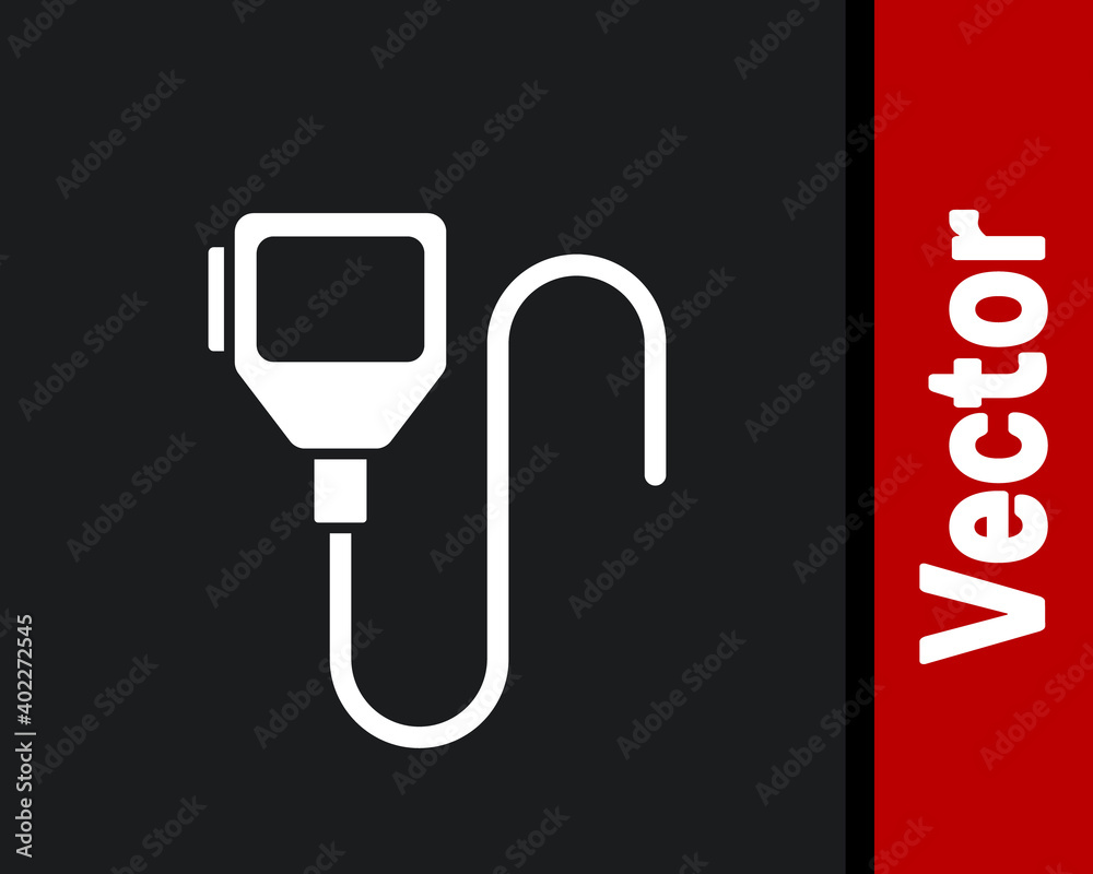 White Walkie talkie icon isolated on black background. Portable radio transmitter icon. Radio transceiver sign. Vector. White Walkie talkie icon isolated on black background. Portable radio transmitter icon. Radio transceiver sign. Vector.