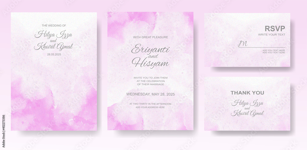Fototapeta premium Watercolor wedding invitation card