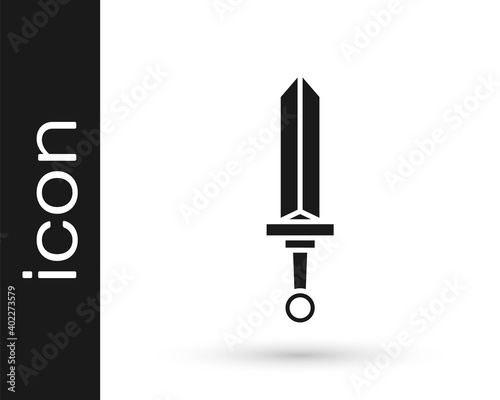 Black Medieval sword icon isolated on white background. Medieval weapon. Vector.