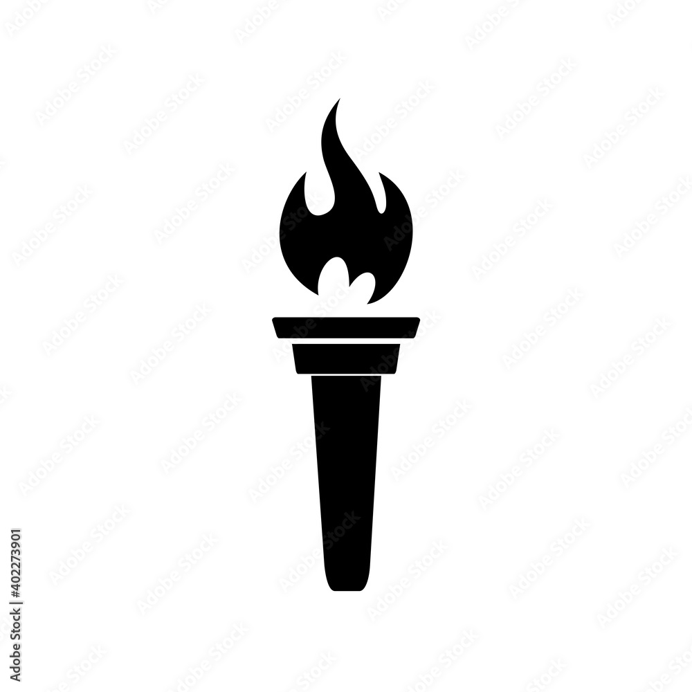 Burning torch with fire icon isolated on white background Burning torch with fire icon isolated on white background