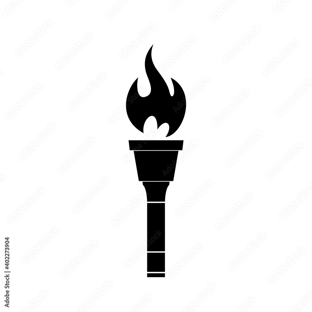 Burning torch with fire icon isolated on white background Burning torch with fire icon isolated on white background