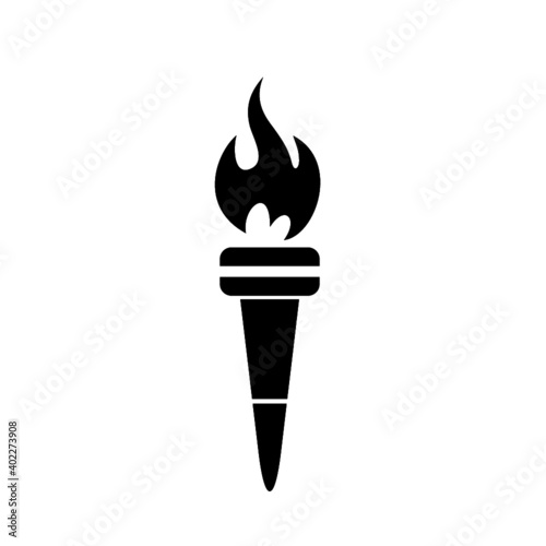 Burning torch with fire icon isolated on white background © sljubisa
