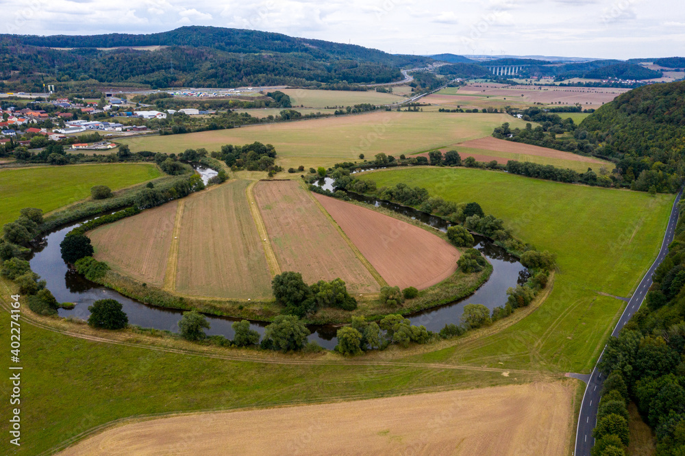 view of a village - river course view of a village - river course