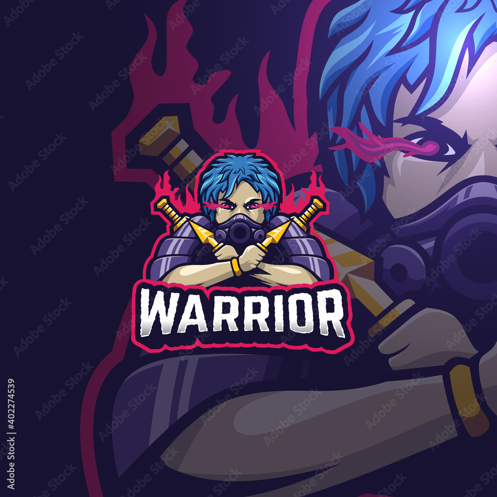 Obraz premium Warrior youth esport gaming logo template