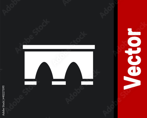 White Bridge for train icon isolated on black background. Vector.