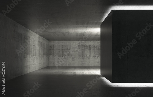 Abstract empty concrete interior background, dark room photo