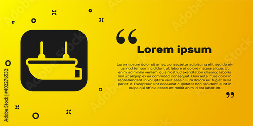 Black Lifeboat icon isolated on yellow background. Vector.