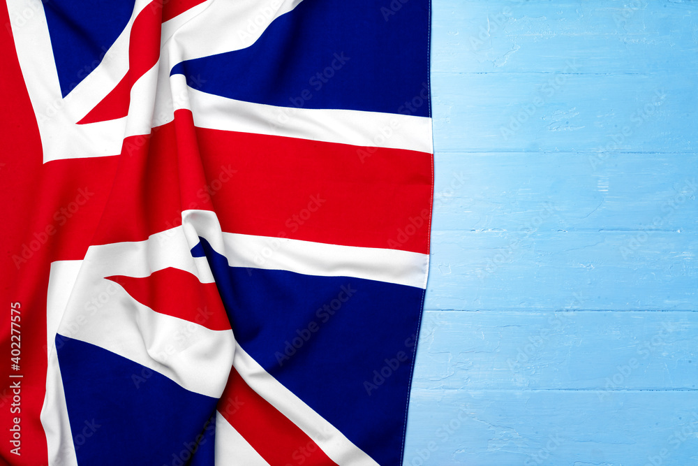 Flag of United Kingdom on wooden background