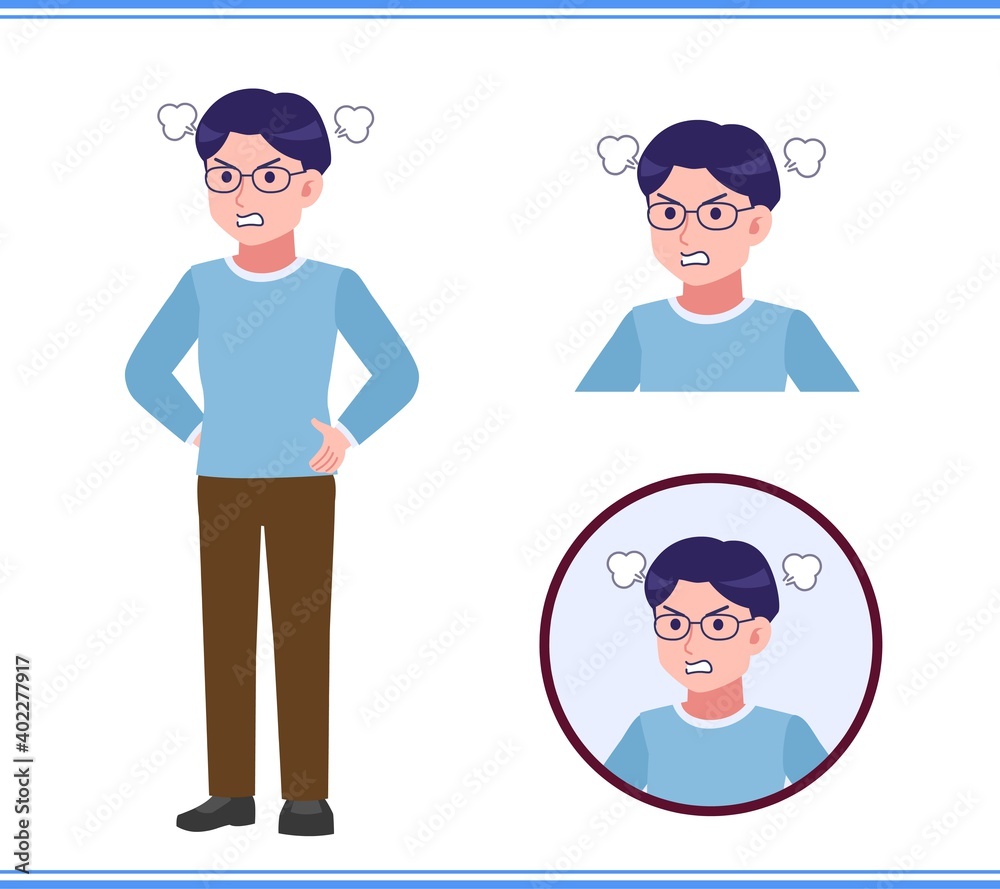A smart young man with round glasses A smart young man with round glasses