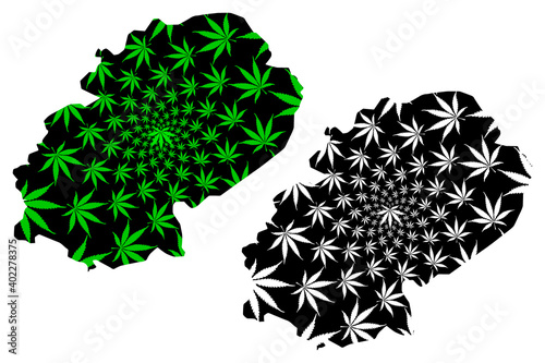 Dhale Governorate (Governorates of Yemen, Republic of Yemen) map is designed cannabis leaf green and black, Ad dali map made of marijuana (marihuana,THC) foliage.... photo