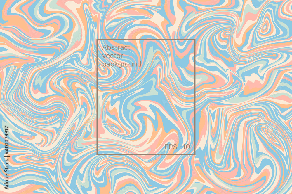 Abstract background design with curved lines. Warm bed colors. Colors of nature. Optical illusion of space distortion. Vector