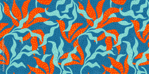 Artistic seamless pattern with abstract leaves. Modern design for paper, cover, fabric, interior decor and other.