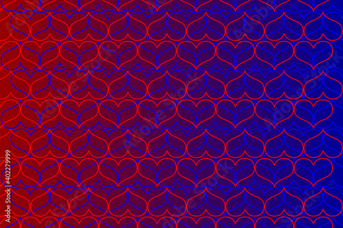 Red and blue heart vector pattern - red and blue pattern on a red and blue background