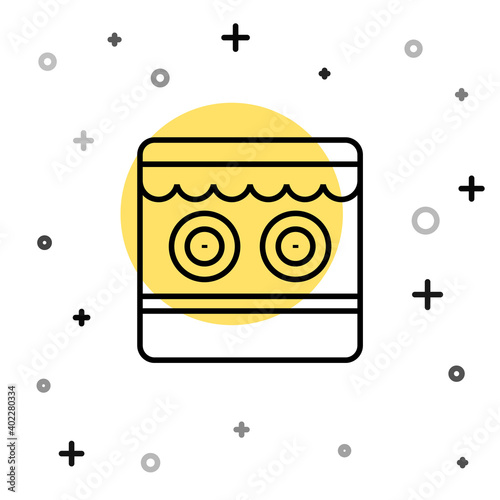 Black line Shooting gallery icon isolated on white background. Random dynamic shapes. Vector.
