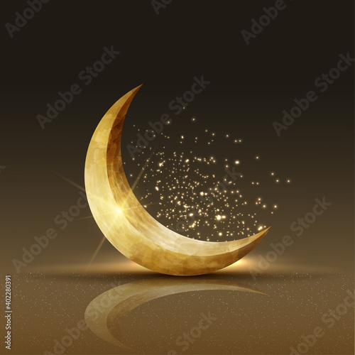 islamic greetings ramadan kareem card design with crescent moon