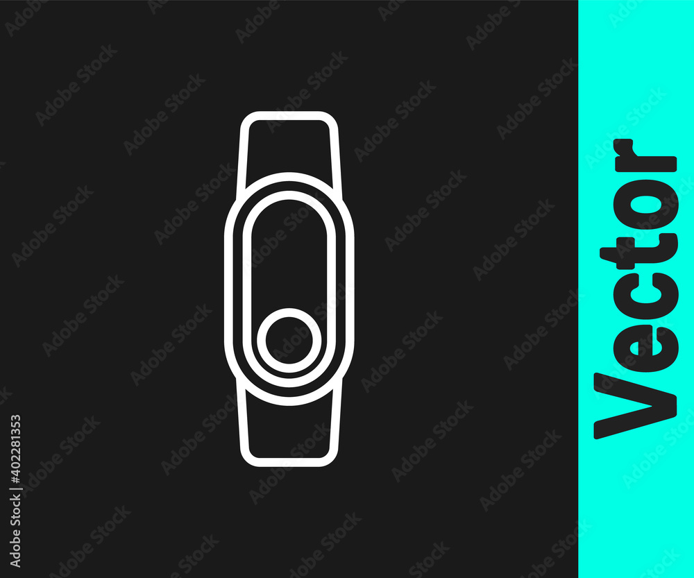 White line Smartwatch icon isolated on black background. Vector. White line Smartwatch icon isolated on black background. Vector.