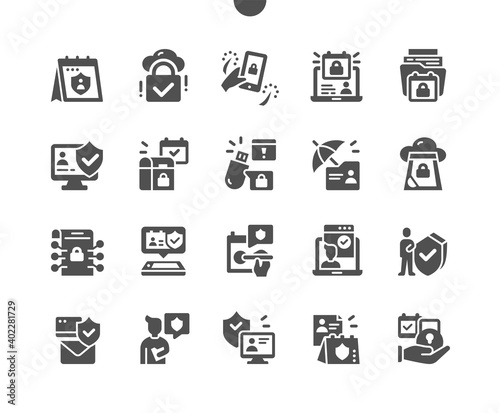 International Data Protection Day 28 January. Data Privacy Day. Calendar. Twenty eighth of January. Information protected. Hugs of lovers. Vector Solid Icons. Simple Pictogram