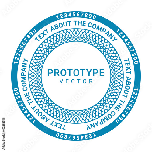 Seal design for a document company, guilloche elements, vector