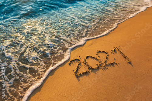 2021 on the beach happy new year on nature background © photosky99