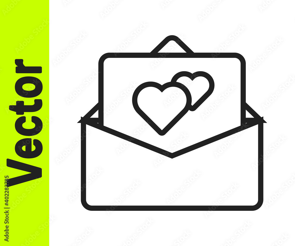 Black line Greeting card icon isolated on white background. Celebration poster template for invitation or greeting card. Vector. Black line Greeting card icon isolated on white background. Celebration poster template for invitation or greeting card. Vector.