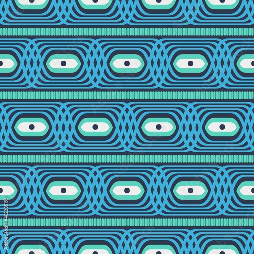 pattern with eyes and twisted stripes