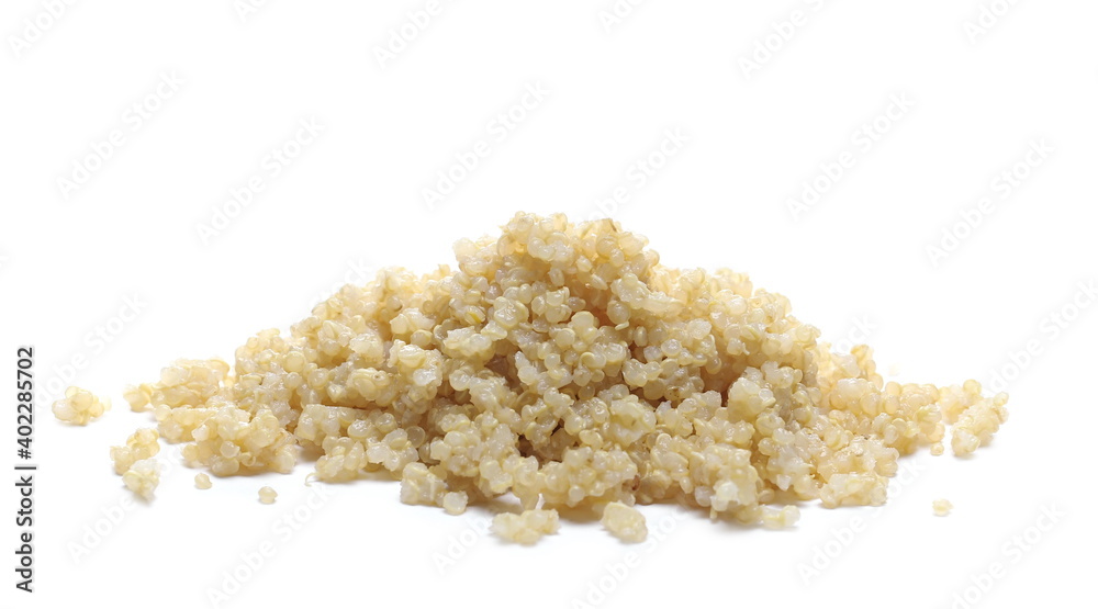 Rehydrated white quinoa seed pile isolated on white background Rehydrated white quinoa seed pile isolated on white background