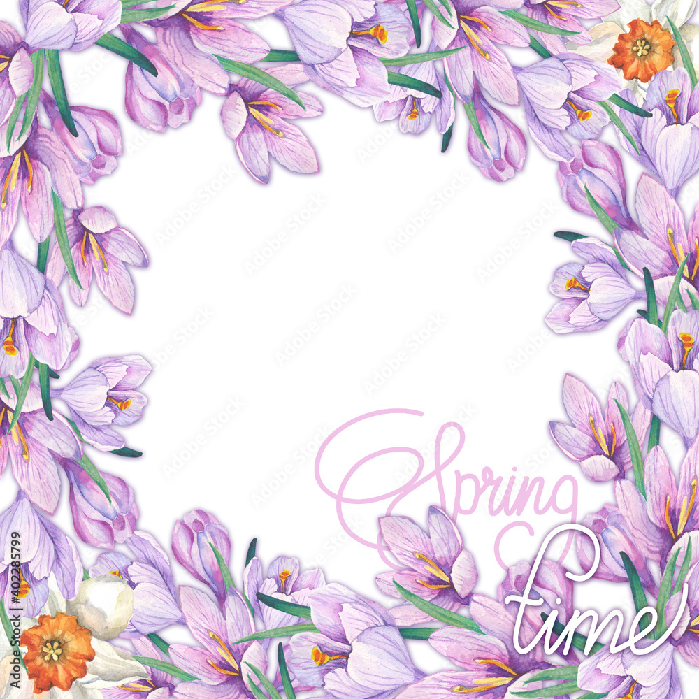 frame of spring flowers