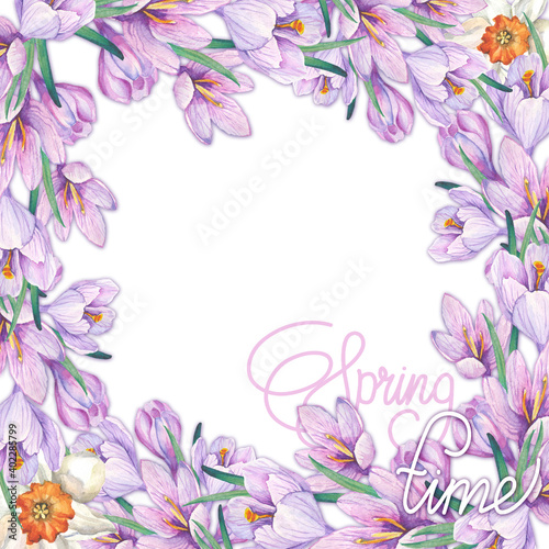 frame of spring flowers