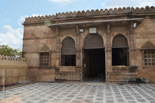 Jhulta Minar in Ahmedabad is well known for its swaying minarets more commonly known as Jhulta Minar. Ahmedabad, Gujarat, India photo