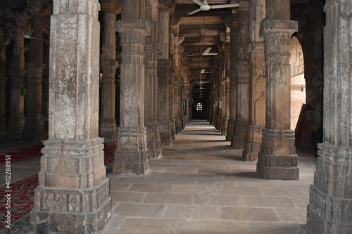 Inner view of Mosque, Jhulta Minar in Ahmedabad, Gujarat, India photo