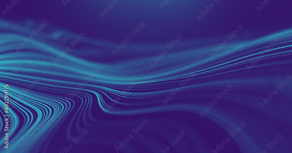 Fototapeta premium Abstract technology background. Wave effect blue futuristic background. Sound wave big data.