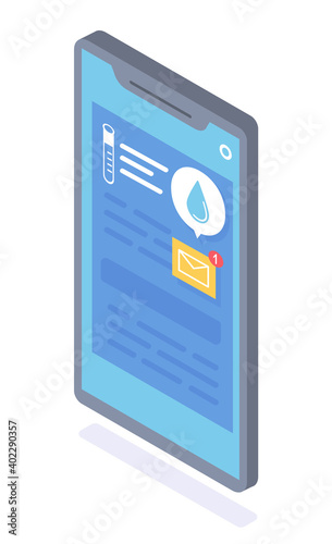 Online medical consultation with doctor concept vector illustration, medical application on the phone flat style. Mobile phone screen with a special program for remote communication with a doctor