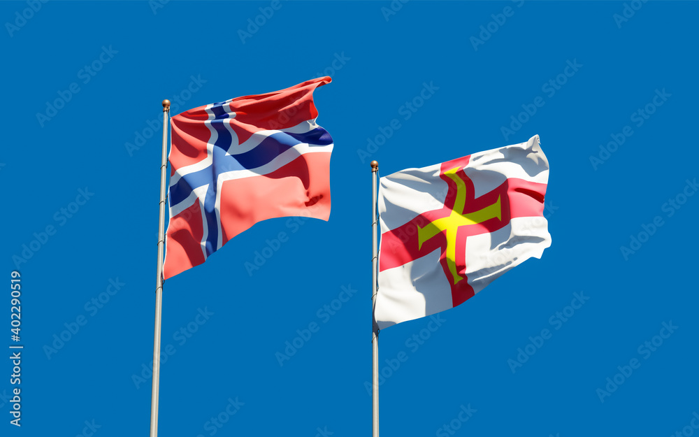 Flags of Guernsey and Norway. Flags of Guernsey and Norway.