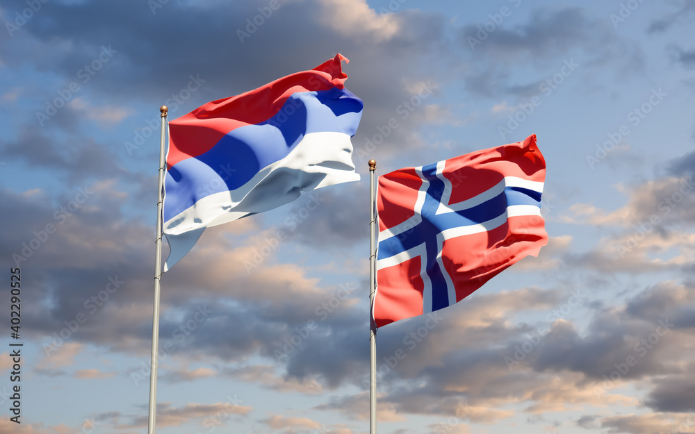 Flags of Republika Srpska and Norway. Flags of Republika Srpska and Norway.