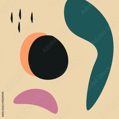 Hand drawn various shapes and doodle objects. Set of  abstract contemporary modern trendy vector. Perfect for textile prints.  photo