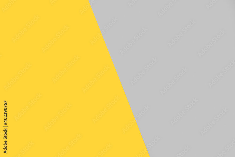 Fondo de color gris y amarillo. Vista superior. Copy space. Concepto: Tendencia nuevo color del año 2021