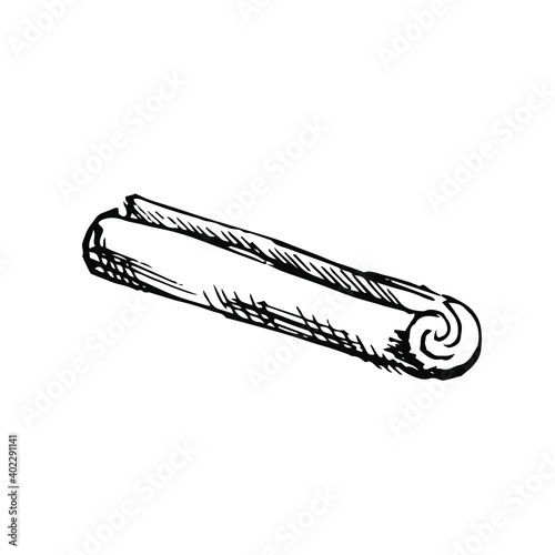 Cinnamon stick hand drawn sketch. Vector illustration. 