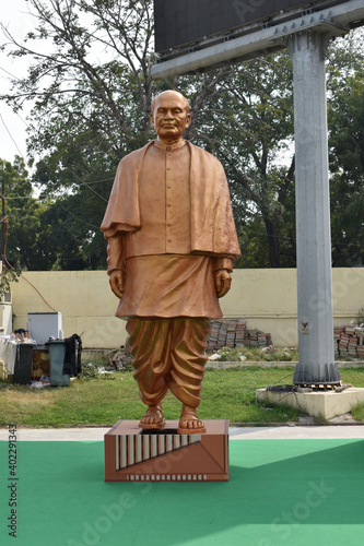 Statue of Sardar Vallabhbhai Patel symbol of 'Statue of Unity' at Kankaria Lake the second largest lake of Ahmedabad, Gujarat, India photo