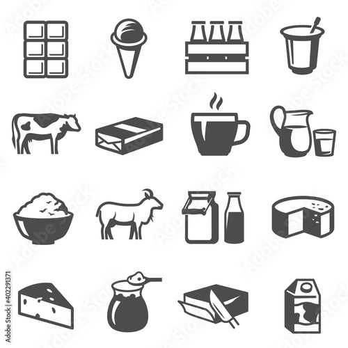 Dairy products set, foods made from milk