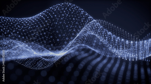 Medical Innovation concept. Scientific information represented as a High Tech Futuristic Particle Network. Abstract background. 3D render