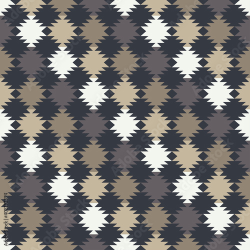 Navajo mosaic rug with traditional folk geometric pattern. Native American Indian blanket. Aztec elements. Seamless background. Vector illustration for web design or print.