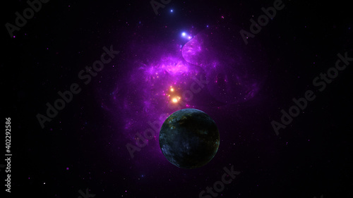 3d effect - abstract space scene © jhantares
