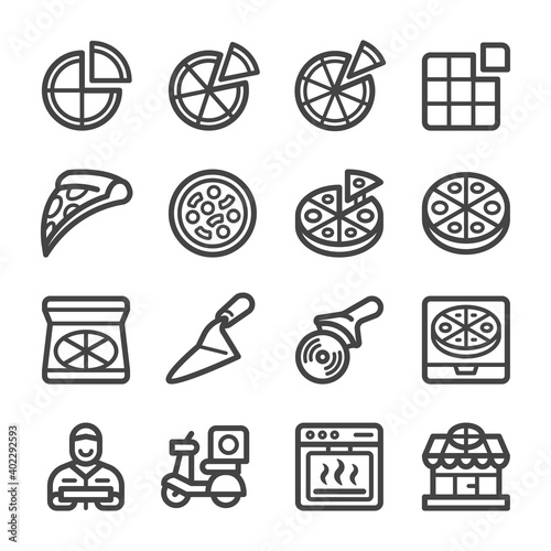 pizza thin line icon set,vector and illustration
