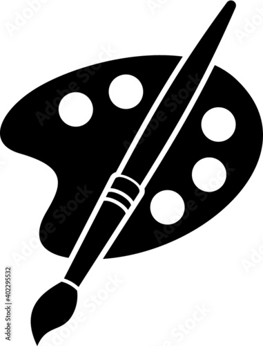 Vector illustration of the color palette and paint brush