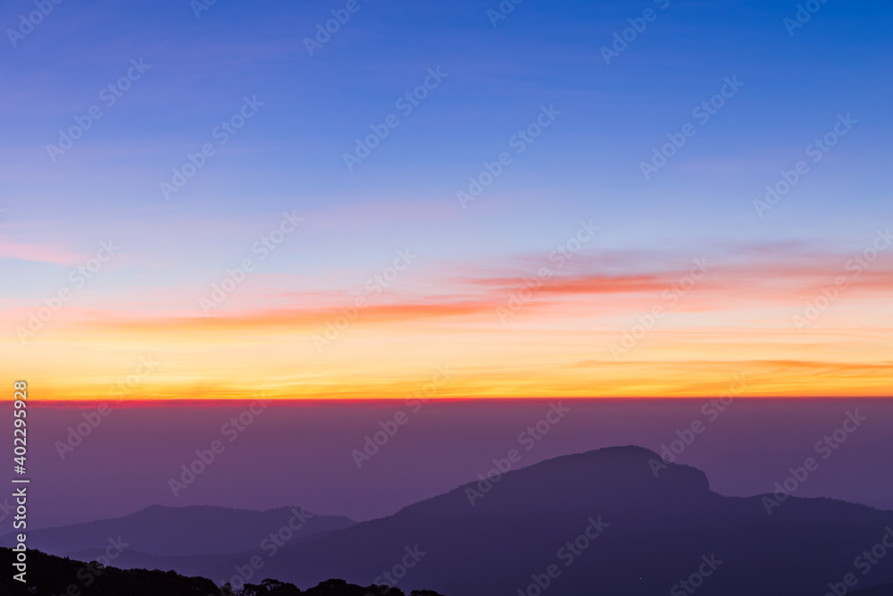 Beautiful sun rise on nature background. The sun rise in the morning.