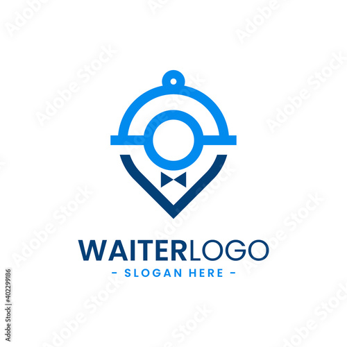 Waiter Logo Design Template. Butler icon vector. Professional hotel restaurant service logo.