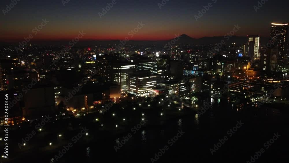 Skyline Aerial Night view in Yokohama Skyline Aerial Night view in Yokohama