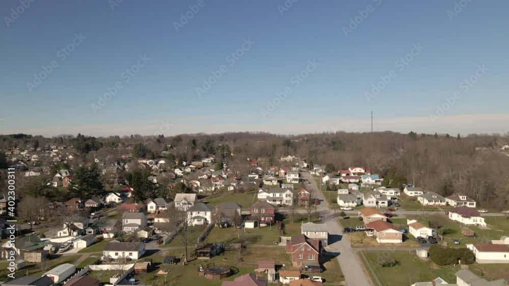 horizon fly over of neighborhood in the fall horizon fly over of neighborhood in the fall