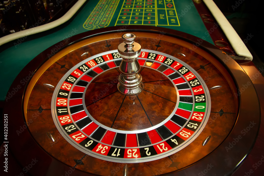 Casino. Drum with numbers. Poker table and card inra Casino. Drum with numbers. Poker table and card inra