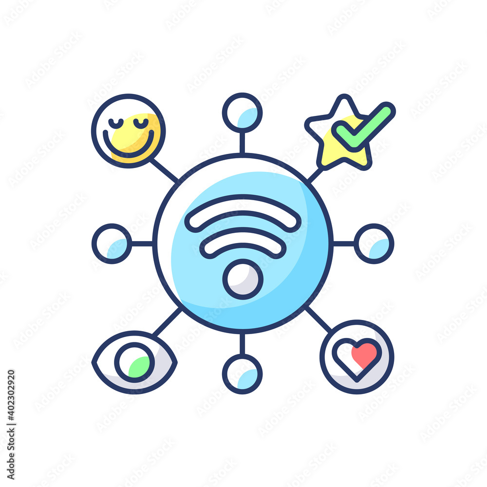 Close Range Marketing RGB color icon. Technology that allows businesses to both promote goods and services and involve their customer. Isolated vector illustration